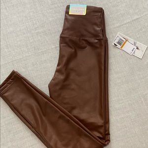 Brown faux leather leggings